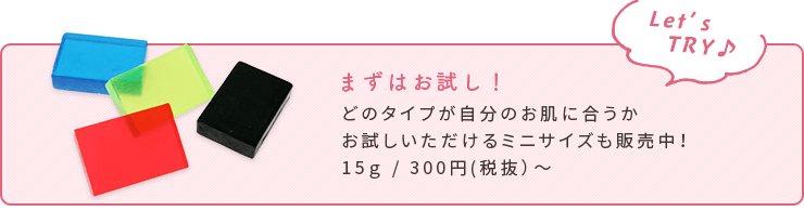 まずはお試し!ミニサイズも販売中